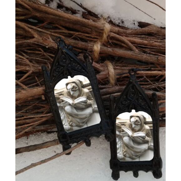 Book Lover Earrings - Stone Reader Gothic Book Jewelry - Picture 3 of 3